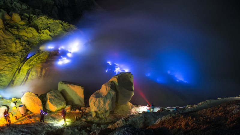 Blue Fire Flame of Ijen Crater